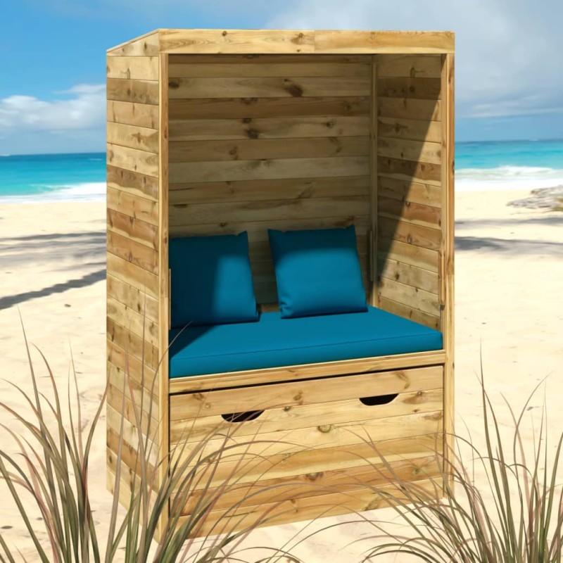 vidaXL Silla de jardín Strandkorb con cajón pino macizo 112x60x168 cm vidaXL Silla de jardín Strandkorb con cajón pino macizo 112x60x168 cm