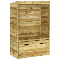 vidaXL Silla de jardín Strandkorb con cajón pino macizo 112x60x168 cm