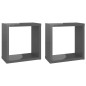 vidaXL Estantes cubo de pared 2 unidades gris brillo 30x15x30 cm vidaXL Estantes cubo de pared 2 unidades gris brillo 30x15x30 cm