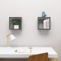 vidaXL Estantes cubo de pared 2 unidades gris brillo 30x15x30 cm vidaXL Estantes cubo de pared 2 unidades gris brillo 30x15x30 cm