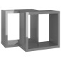 vidaXL Estantes cubo de pared 2 unidades gris brillo 30x15x30 cm vidaXL Estantes cubo de pared 2 unidades gris brillo 30x15x30 cm