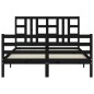 vidaXL Estructura de cama con cabecero madera maciza negro 160x200 cm vidaXL Estructura de cama con cabecero madera maciza negro 160x200 cm