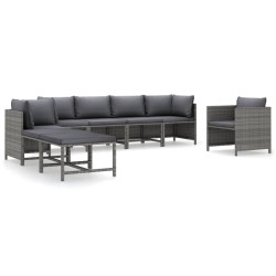 vidaXL Set de muebles de jardín 8 pzas y cojines ratán sintético gris