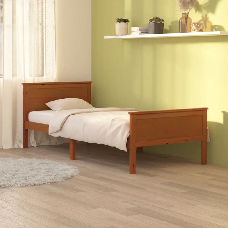 vidaXL Estructura de cama madera maciza pino marrón miel 100x200 cm vidaXL Estructura de cama madera maciza pino marrón miel 100x200 cm