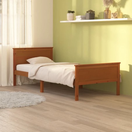 vidaXL Estructura de cama madera maciza pino marrón miel 100x200 cm