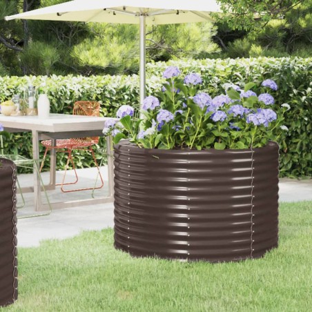 vidaXL Jardinera arriate acero recubrimiento polvo marrón 100x100x68cm