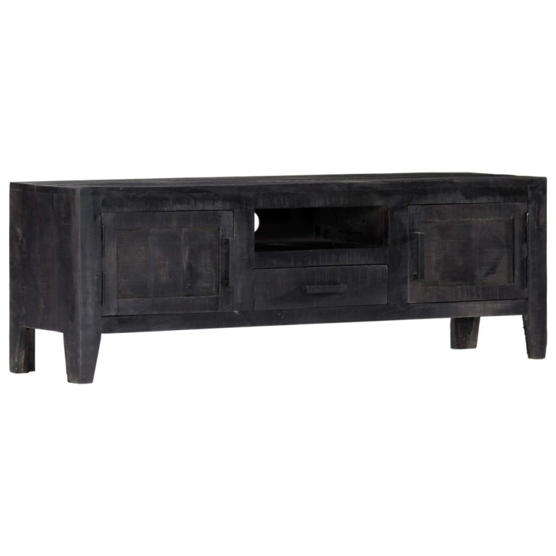 vidaXL Mueble para TV de madera maciza de mango negro 118x30x40 cm vidaXL Mueble para TV de madera maciza de mango negro 118x30x40 cm
