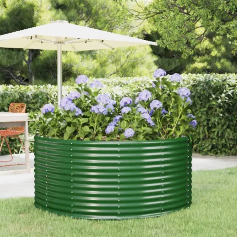 vidaXL Jardinera arriate acero recubrimiento polvo verde 140x140x68 cm vidaXL Jardinera arriate acero recubrimiento polvo verde 140x140x68 cm