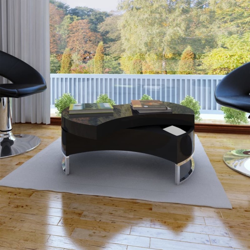 vidaXL Mesa de centro moderna y ajustable negra con brillo vidaXL Mesa de centro moderna y ajustable negra con brillo