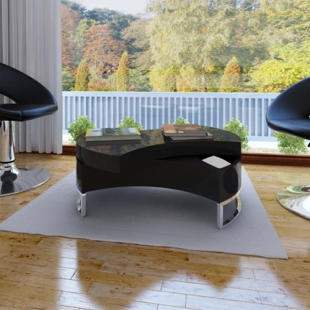 vidaXL Mesa de centro moderna y ajustable negra con brillo 