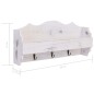 vidaXL Perchero de pared de madera blanco 50x10x23 cm vidaXL Perchero de pared de madera blanco 50x10x23 cm