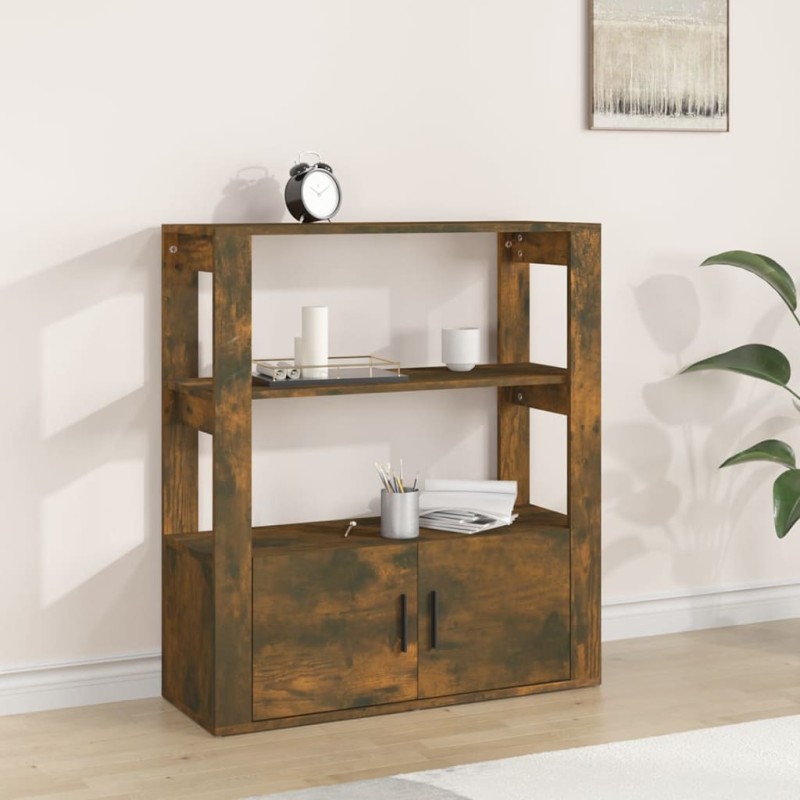 vidaXL Aparador madera contrachapada color roble ahumado 80x30x90 cm vidaXL Aparador madera contrachapada color roble ahumado 80x30x90 cm