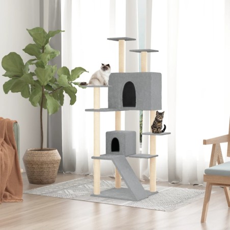 vidaXL Rascador para gatos con postes de sisal gris claro 153 cm