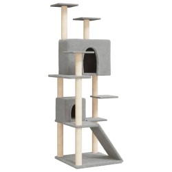 vidaXL Rascador para gatos con postes de sisal gris claro 153 cm
