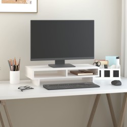 vidaXL Soporte para monitor madera maciza de pino blanco 60x27x14 cm