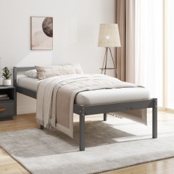 vidaXL Cama para personas mayores madera maciza pino gris 100x200 cm