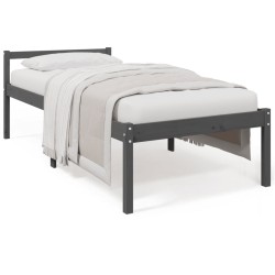 vidaXL Cama para personas mayores madera maciza pino gris 100x200 cm