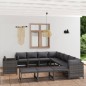 vidaXL Set de muebles de jardín 12 pzas y cojines ratán sintético gris vidaXL Set de muebles de jardín 12 pzas y cojines ratán sintético gris
