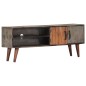 vidaXL Mueble para TV madera maciza de mango rugosa gris 130x30x46 cm vidaXL Mueble para TV madera maciza de mango rugosa gris 130x30x46 cm