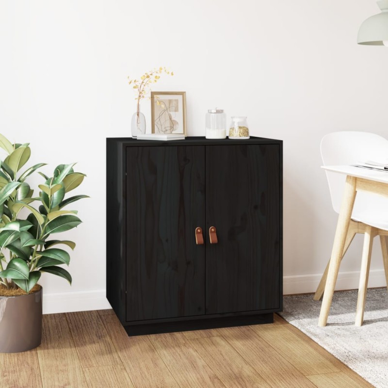 vidaXL Aparador de madera maciza de pino negro 65,5x40x75 cm vidaXL Aparador de madera maciza de pino negro 65,5x40x75 cm