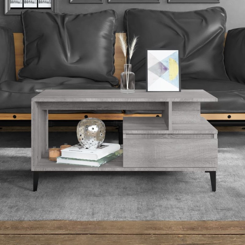 vidaXL Mesa de centro madera contrachapada gris Sonoma 90x49x45 cm vidaXL Mesa de centro madera contrachapada gris Sonoma 90x49x45 cm