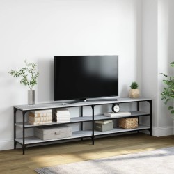 vidaXL Mueble TV metal y madera contrachapada gris Sonoma 180x30x50 cm