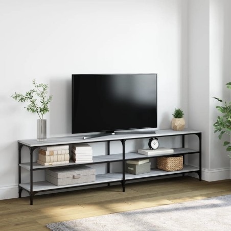 vidaXL Mueble TV metal y madera contrachapada gris Sonoma 180x30x50 cm