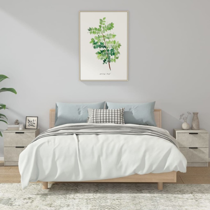 vidaXL Mesita de noche 2 uds madera contrachapada gris hormigón vidaXL Mesita de noche 2 uds madera contrachapada gris hormigón