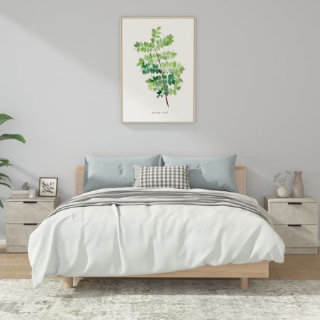 vidaXL Mesita de noche 2 uds madera contrachapada gris hormigón