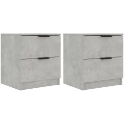 vidaXL Mesita de noche 2 uds madera contrachapada gris hormigón