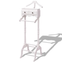 vidaXL Perchero galán de noche con almacenaje de madera blanco