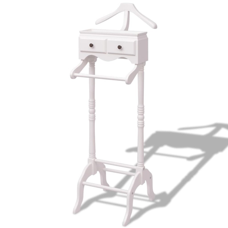 vidaXL Perchero galán de noche con almacenaje de madera blanco vidaXL Perchero galán de noche con almacenaje de madera blanco