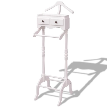 vidaXL Perchero galán de noche con almacenaje de madera blanco