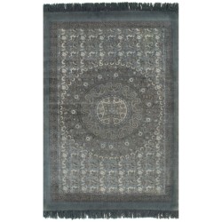 vidaXL Alfombra de algodón Kilim 120x180 cm estampado gris