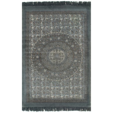 vidaXL Alfombra de algodón Kilim 120x180 cm estampado gris