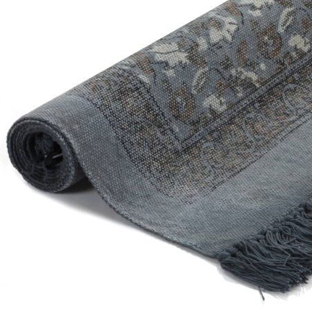 vidaXL Alfombra de algodón Kilim 120x180 cm estampado gris