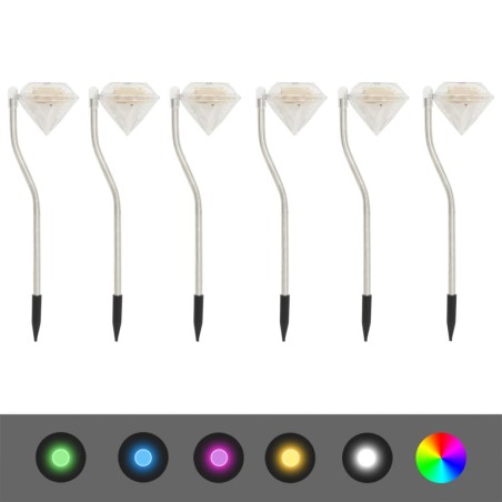 vidaXL Lámparas LED solares para jardín 6 unidades 9x7,8x29,5 cm