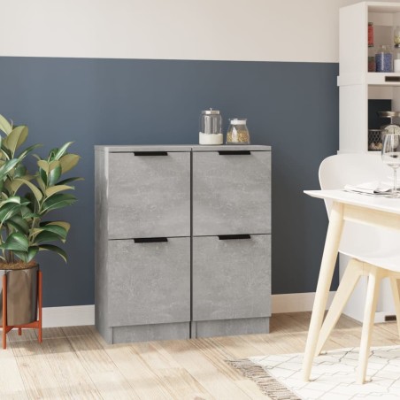 vidaXL Aparadores 2 uds madera contrachapada gris hormigón 30x30x70 cm