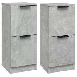 vidaXL Aparadores 2 uds madera contrachapada gris hormigón 30x30x70 cm
