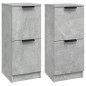 vidaXL Aparadores 2 uds madera contrachapada gris hormigón 30x30x70 cm