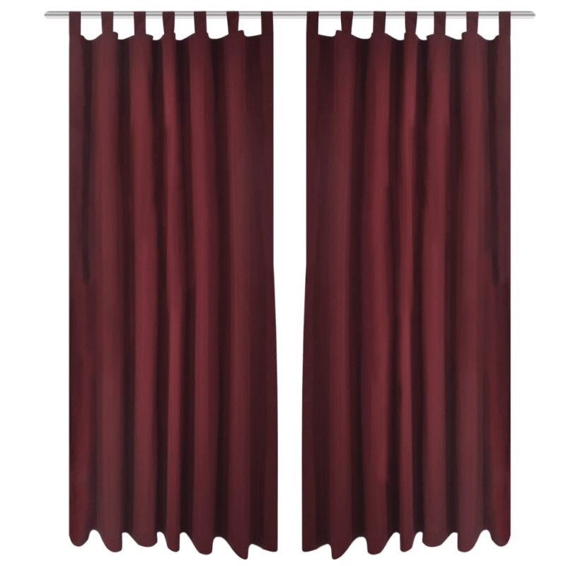 2 cortinas micro-satinadas con trabillas color burdeos, 140 x 175 cm 2 cortinas micro-satinadas con trabillas color burdeos, 140 x 175 cm
