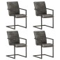 vidaXL Sillas voladizas de comedor 4 unidades cuero auténtico gris vidaXL Sillas voladizas de comedor 4 unidades cuero auténtico gris