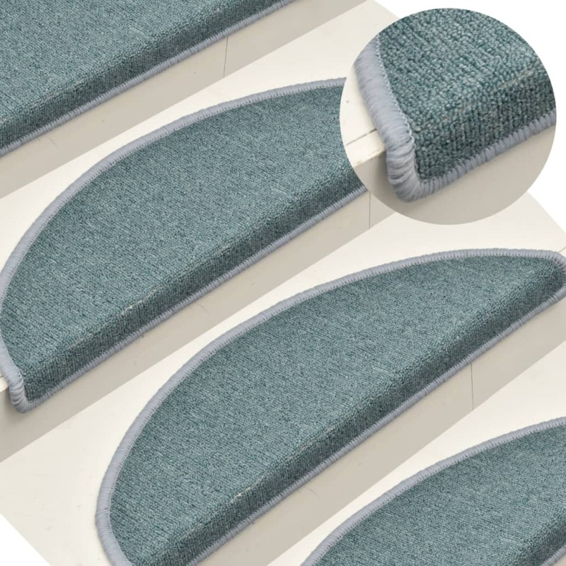 vidaXL Alfombras de peldaños de escalera 15 uds azul 56x17x3 cm vidaXL Alfombras de peldaños de escalera 15 uds azul 56x17x3 cm