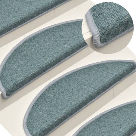 vidaXL Alfombras de peldaños de escalera 15 uds azul 56x17x3 cm