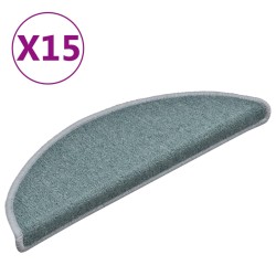 vidaXL Alfombras de peldaños de escalera 15 uds azul 56x17x3 cm