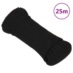 vidaXL Cuerda de trabajo poliéster negro 4 mm 25 m