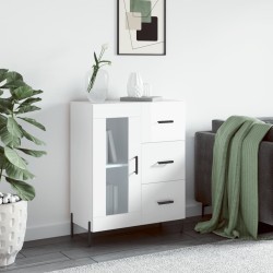 vidaXL Aparador de madera contrachapada blanco brillante 69,5x34x90 cm