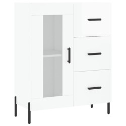 vidaXL Aparador de madera contrachapada blanco brillante 69,5x34x90 cm