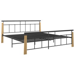 vidaXL Estructura de cama metal y madera maciza de roble 180x200 cm