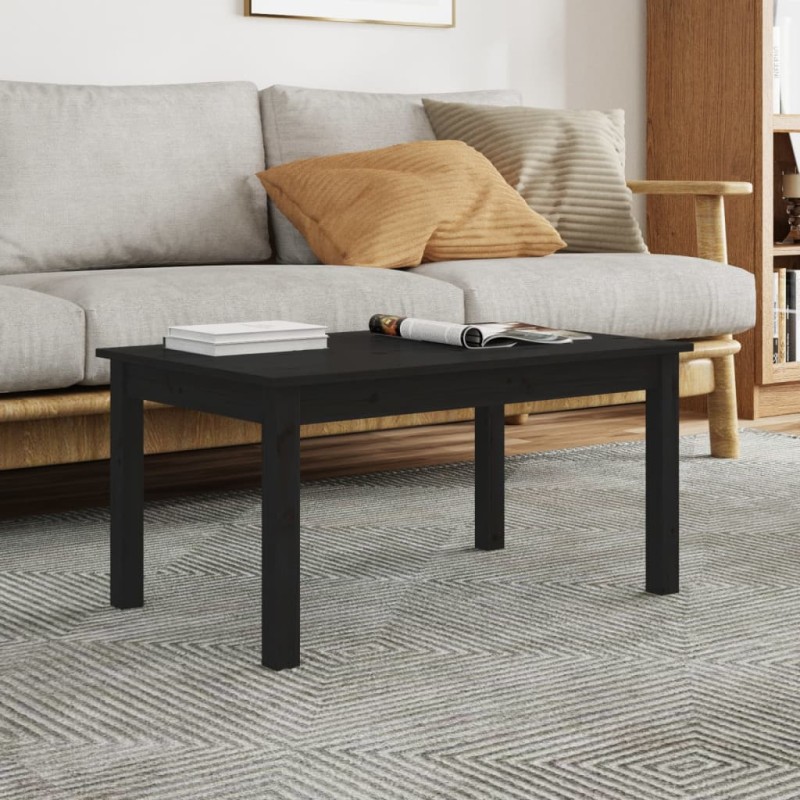 vidaXL Mesa de centro madera maciza de pino negro 80x50x40 cm